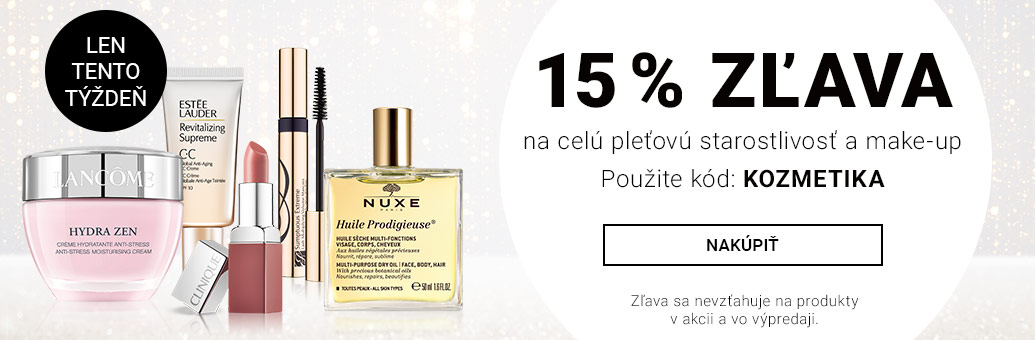 15 % zÄ¾ava na celÃº pleÅ¥ovÃº starostlivosÅ¥ a make-up